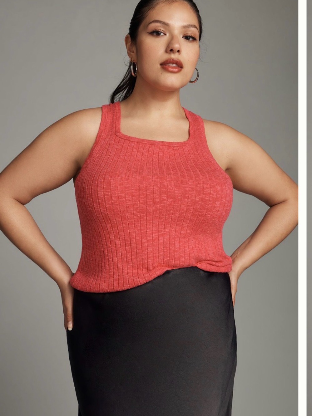 Pilcro Fuchsia Ribbed Tank with Double-Strap Detail